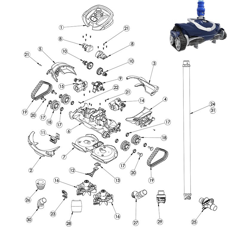Conjunto del motor Zodiac MX10 R1010800 Conjunto del motor Zodiac MX10 R1010800 - Imagen 2