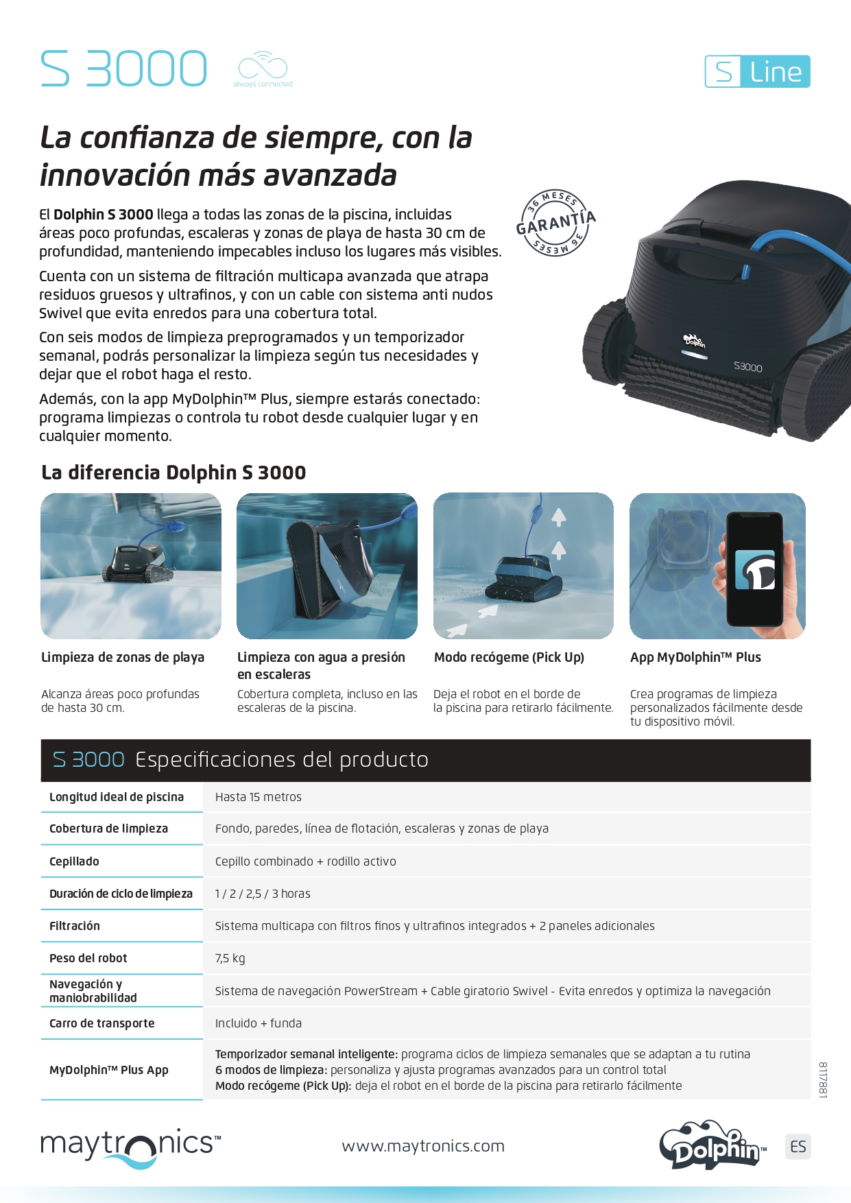 Limpiafondos Dolphin S3000 Comfort Dolphin S3000